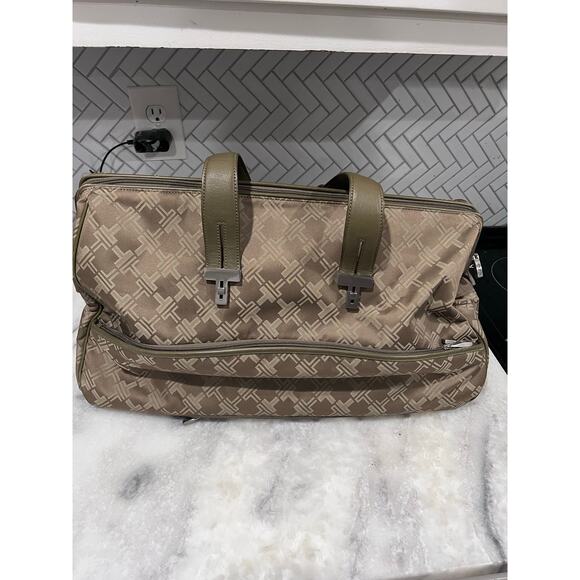 TUMI Signature Collection Logo Duffel #72163CFF Taupe Olive  Trim Weekender - Picture 1 of 12